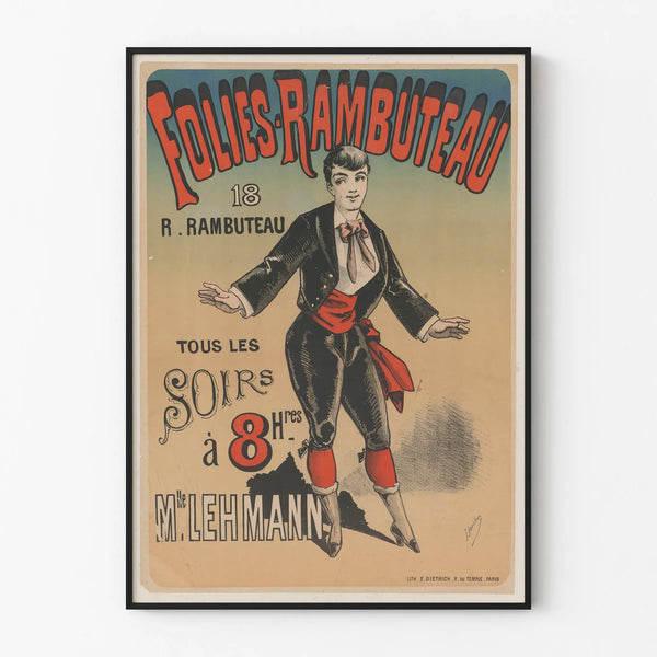 Vintage poster Folies-Rambuteau Miss Lehmann