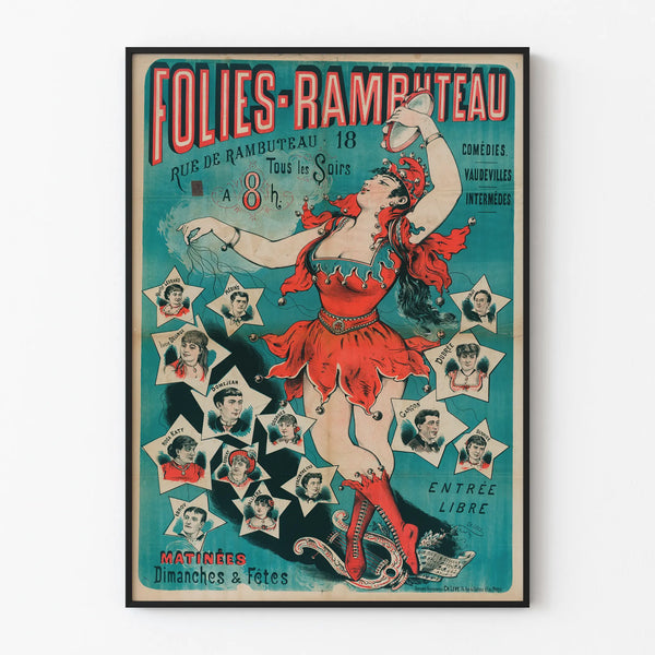Vintage Folies-Rambuteau decorative poster