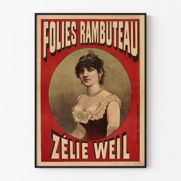 Vintage poster Folies Rambuteau Zélie Weil for wall decoration