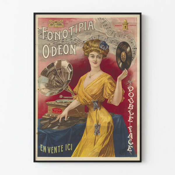 Vintage Fonotipia Odéon Double-Sided Poster for Wall Decoration