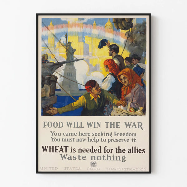 Vintage Poster Food Will Win the War - Patriotic Wall Decoration