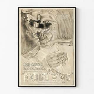 Vintage poster Foolish Wives - Monochrome illustration in retro style