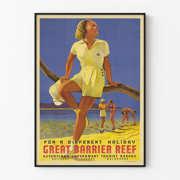 Vintage poster of the Great Barrier Reef - Retro wall decoration for holidays