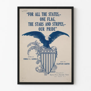American patriotic poster with eagle and shield stars and stripes