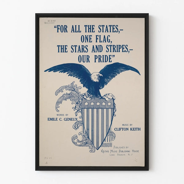 American patriotic poster with eagle and shield stars and stripes