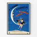 Vintage poster For Heaven's Sake on a blue moon background