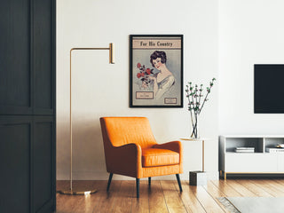 Vintage poster For His Country featuring a female portrait and roses