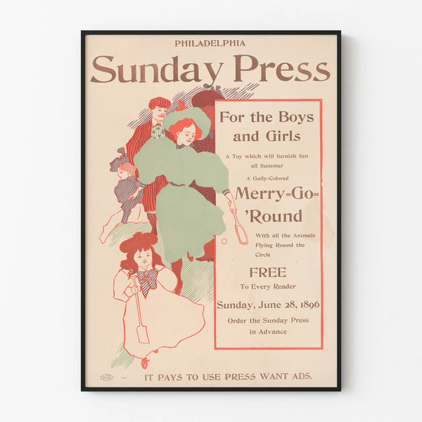 Vintage Poster of Merry-Go-Round for Children