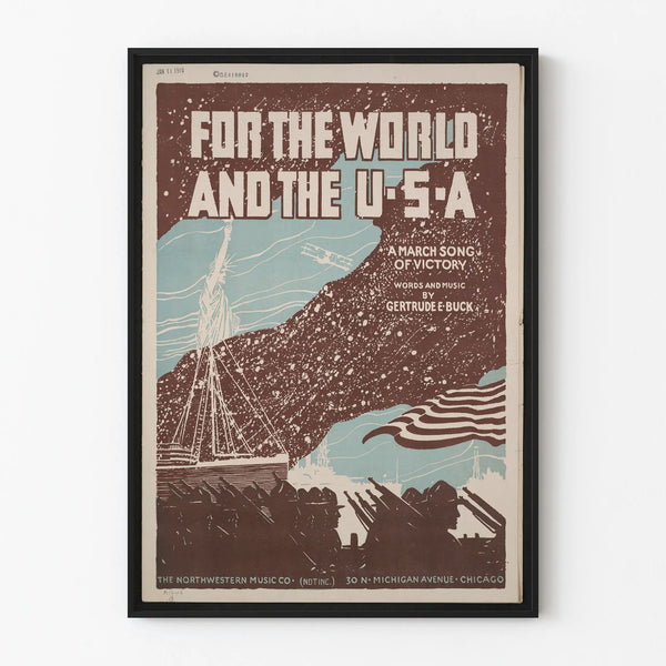 Vintage poster For The World and The U.S.A. - Patriotic wall decoration