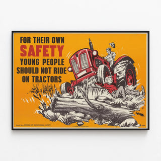 Safety Poster for Youth Prevention and Tractors — framed artwork on a wall