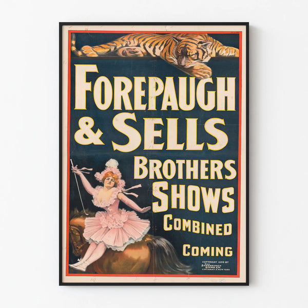 Vintage poster for Forepaugh & Sells Brothers Shows wall decoration