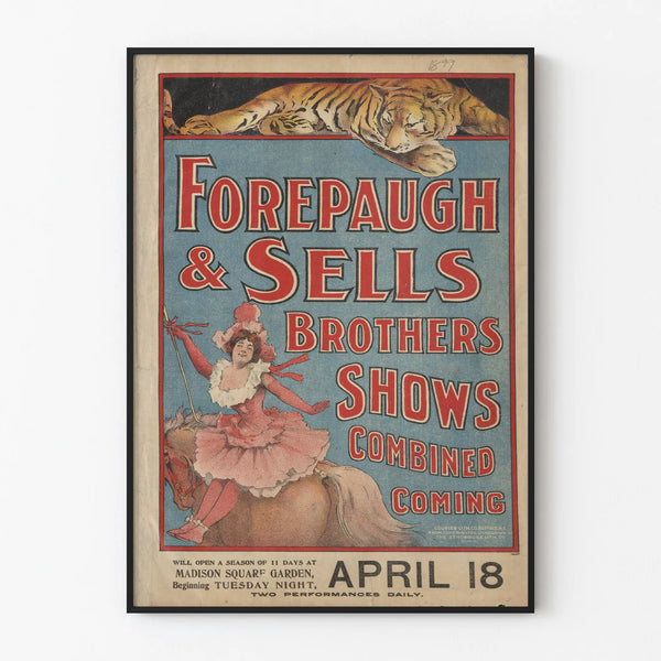 Vintage Poster Forepaugh & Sells Brothers Shows - Retro Wall Decoration