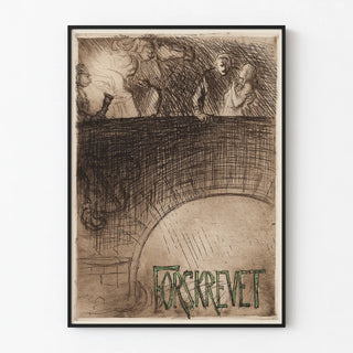 Artistic poster 'Forskrevet' in vintage engraving style