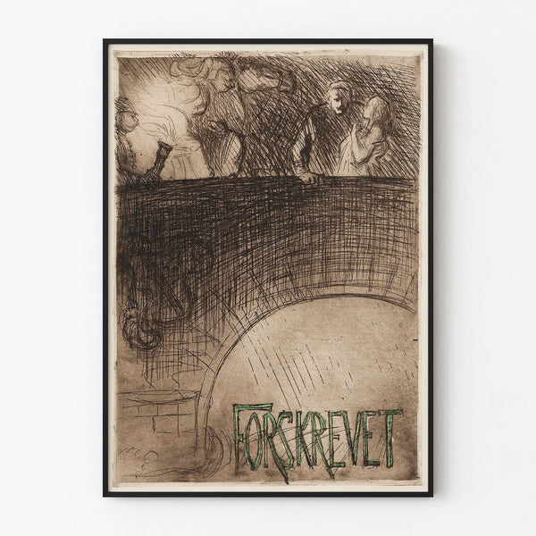 Artistic poster 'Forskrevet' in vintage engraving style