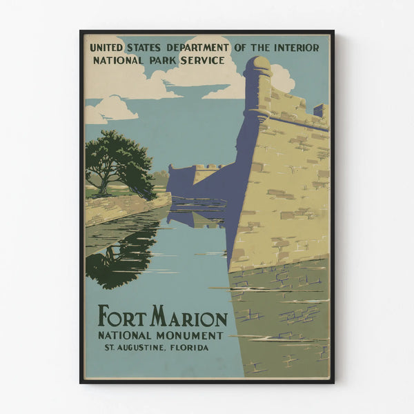 Decorative poster of Fort Marion National Monument in Florida, vintage