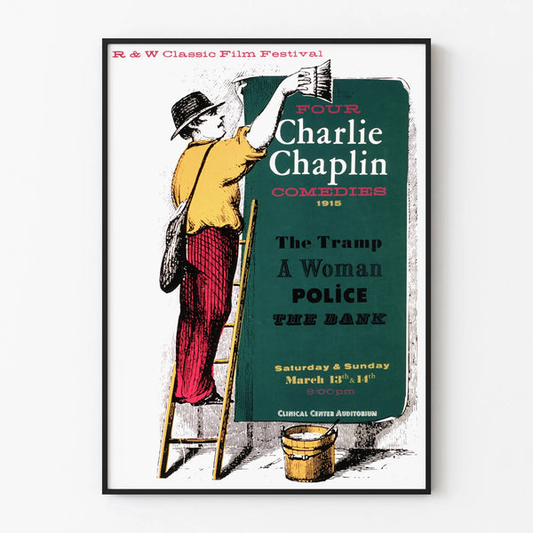 Vintage poster of Four Charlie Chaplin Comedies 1915