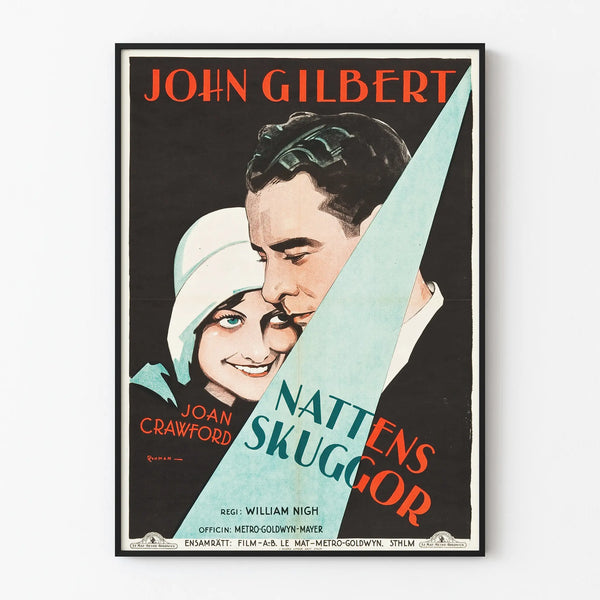 Vintage Romantic Cinema Poster John Gilbert & Joan Crawford