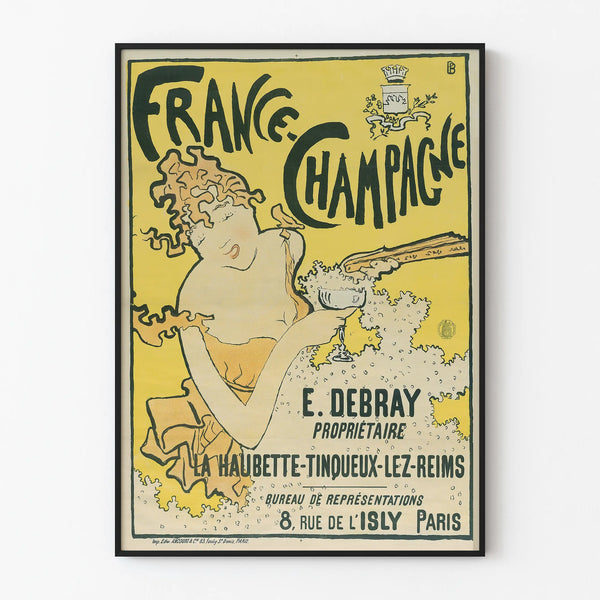 Vintage France Champagne Poster - Art Nouveau Wall Decoration