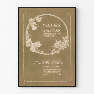 Vintage graphic poster with floral pattern and stylized text