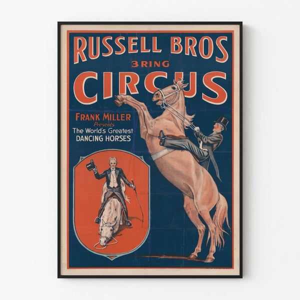 Russell Bros Circus Poster - The Best Dancing Horses