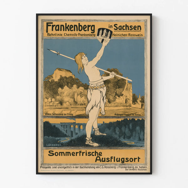 Vintage Frankenberg Poster in Saxony - Travel Wall Decoration
