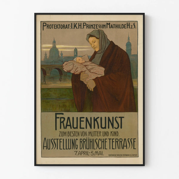 Vintage poster Frauenkunst exhibition mother and child