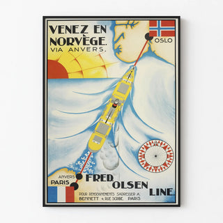 Vintage Poster Fred. Olsen Line Travel to Norway via Antwerp