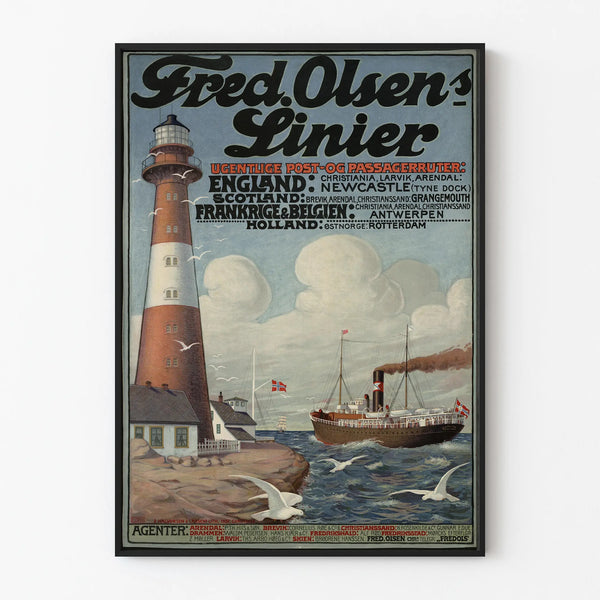 Vintage Fred Olsen Linier Poster - Marine Wall Decoration