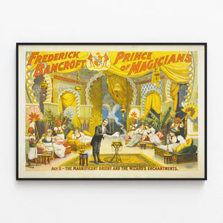 Vintage Poster Frederick Bancroft Prince of Magicians — framed artwork on a wall