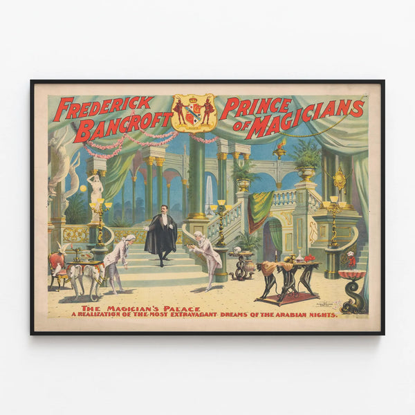 Vintage Poster Frederick Bancroft Prince of Magicians - Theater and Magic Wall Decoration — framed artwork on a wall