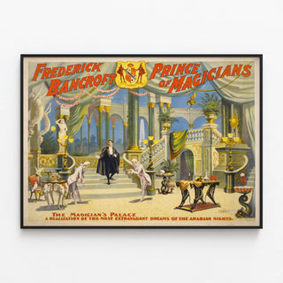 Vintage Poster Frederick Bancroft Prince of Magicians — framed artwork on a wall