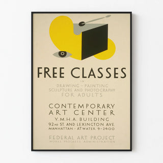 Vintage poster for free art classes for adults