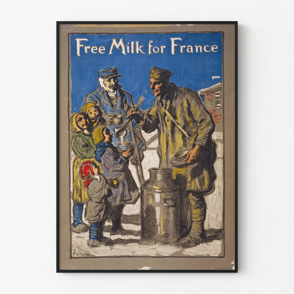 Vintage Poster Free Milk for France - Historic Wall Decoration
