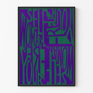 Typographic Poster Free Woman Free Yourself Green and Violet