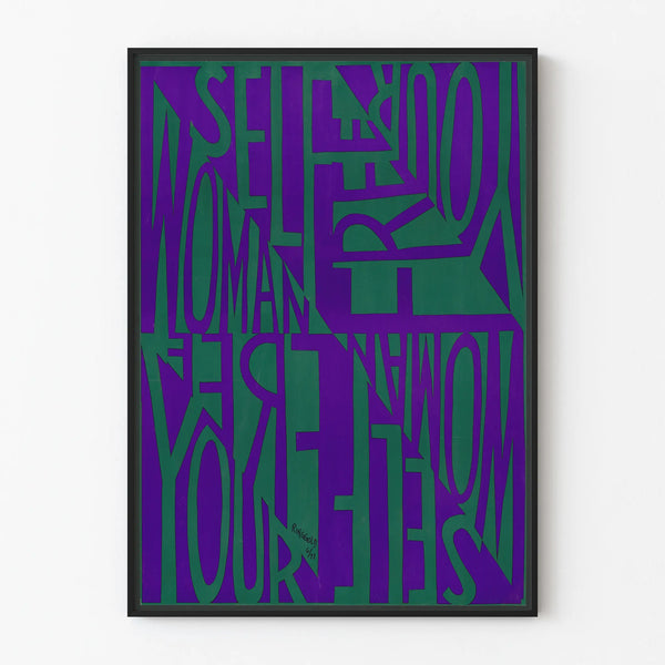 Typographic Poster Free Woman Free Yourself Green and Violet