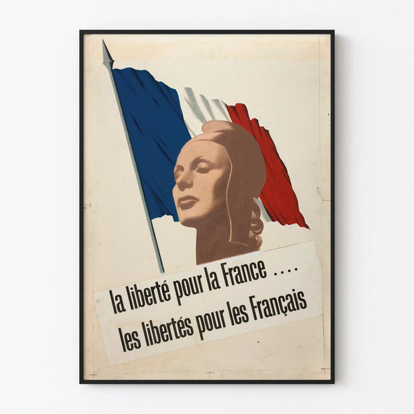 Vintage freedom poster for France and the French