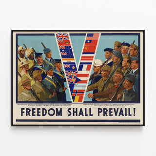 Patriotic Wall Poster Freedom Shall Prevail — framed artwork on a wall