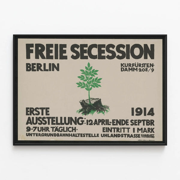 Poster of the Free Secession Berlin 1914 - Kurfürstendamm Exhibition — framed artwork on a wall