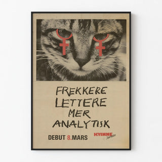 Vintage feminist poster with cat and female symbols