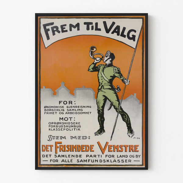 Vintage Norwegian Political Poster for the Election - Retro Wall Decoration
