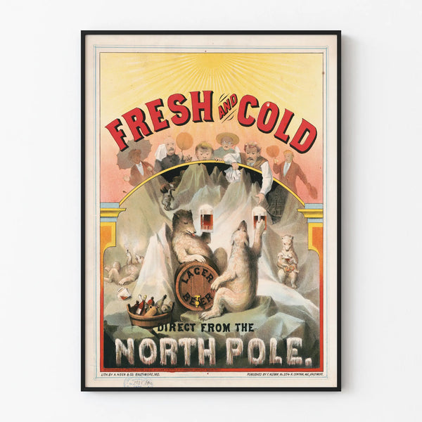 Vintage Poster of Cold and Refreshing Lager Beer from the North Pole