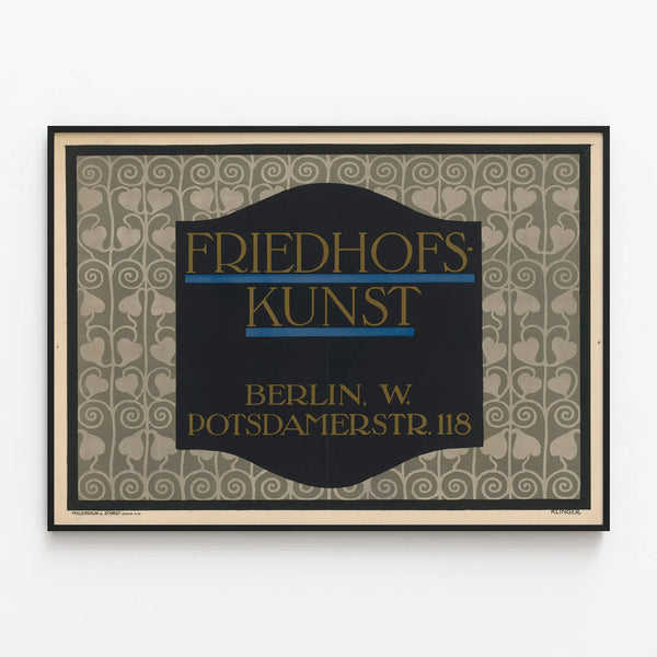 Vintage Decorative Poster Friedhofs Kunst Berlin — framed artwork on a wall