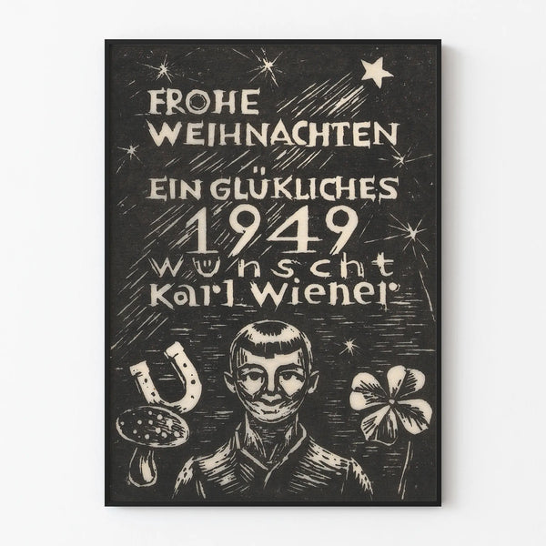 Vintage Christmas Poster 1949 - Retro German Greeting Card
