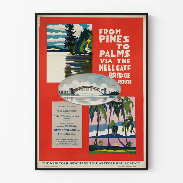 Vintage poster 'From Pines to Palms' Route Hell Gate Bridge