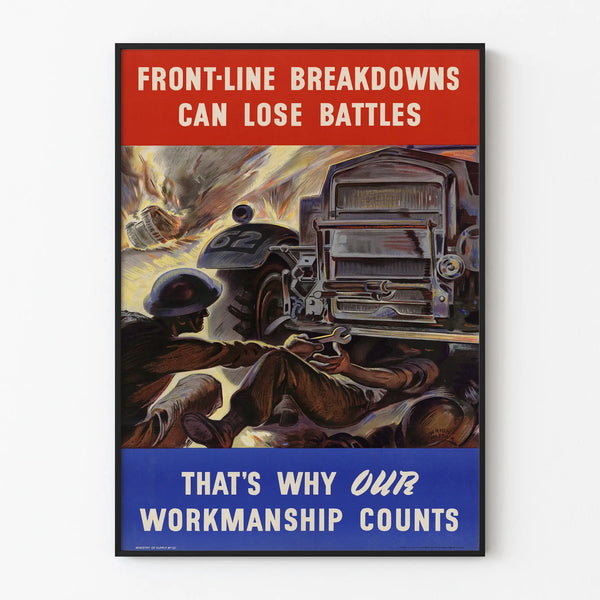 Vintage Military Poster 'Front-Line Breakdowns Can Lose Battles' - Retro Wall Decoration