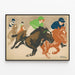 Vintage poster of horse racing spring races — framed artwork on a wall