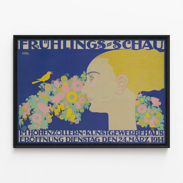 Decorative Art Nouveau Poster - Frühling Schau 1914 — framed artwork on a wall