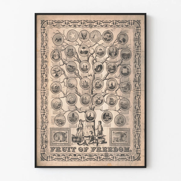 Vintage Poster Fruit of Freedom - Tree of the United States and Their Symbols