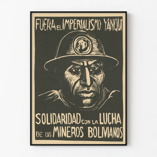 Poster 'Solidarity with Bolivian Miners' - Committed wall decoration