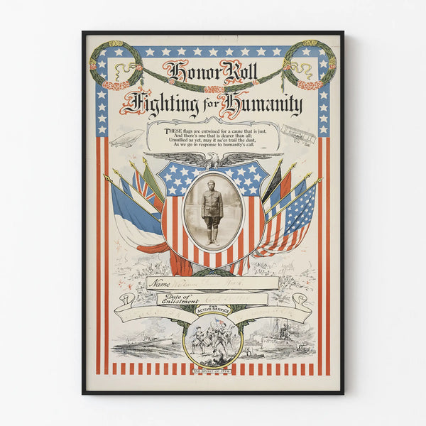 Patriotic Poster Honor Roll Fighting for Humanity